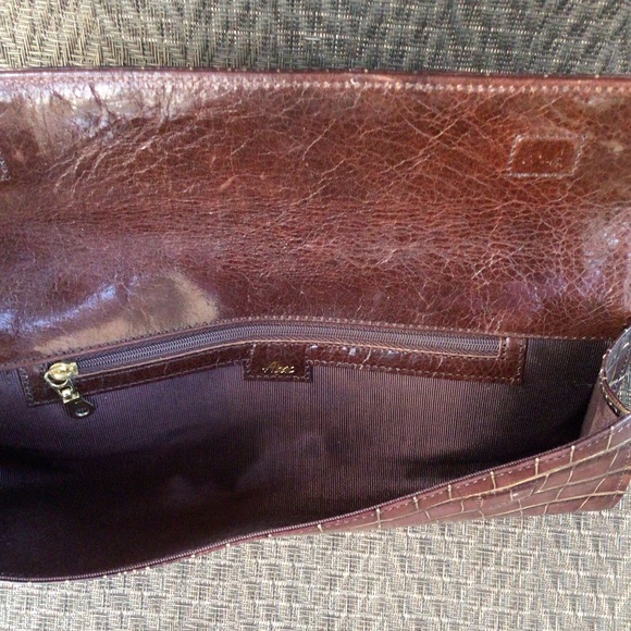 Abas Brown/Gold Alligator Leather Cylinder Clutch
